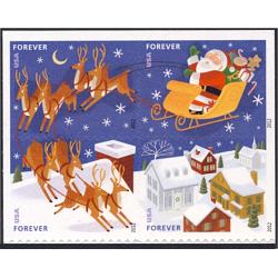 #4715b Santa & Sleigh Christmas, Block of Four