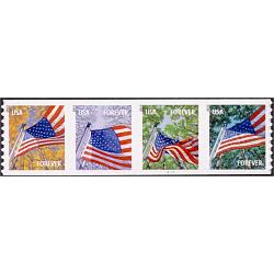 #4769a Flag for All Seasons, Coil Strip of Four, (Avery, die cut 8.5)