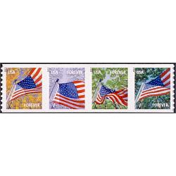 #4773a Flag for All Seasons, Coil Strip of Four, (Potter, die cut 9.5)