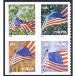 #4785g Flag for All Seasons, Block of 4, Die cut 11.2, 2014