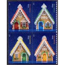 #4820a Gingerbread Houses, Block of Four