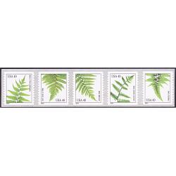 #4852a Ferns 49¢, Coil Strip of Five