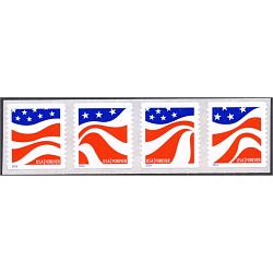 #4897a Flags, Red, White and Blue, Coil Strip of Four