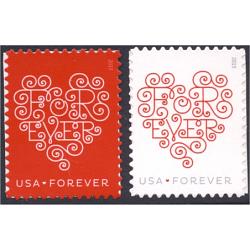 #4955-56 Forever Hearts, Love Series, Two Single Stamps