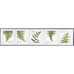 #4977b Ferns Forever 2015 Reprint Dated 2014, Coil Strip of Five