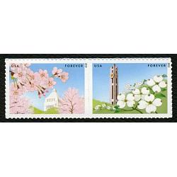 #4985a Gifts of Friendship, Japanese Diet and Dogwood Blossoms, Horizontal Pair