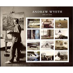 #5212 Andrew Wyeth, Artist, Souvenir Sheet of 12