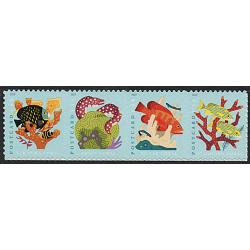 #5366a Coral Reefs, Horizontal Strip of Four, Sheet Stamp