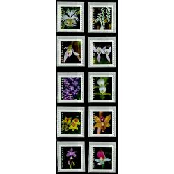 #5435-44  Wild Orchids, Ten Single Coil Stamps