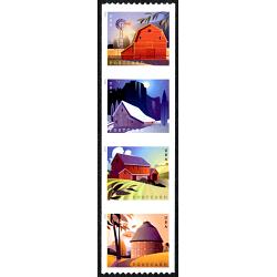 #5553a Barns, Coil Strip of Four