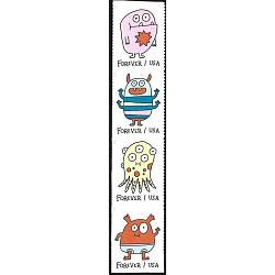 #5639av Message Monsters, Vertical Strip of Four