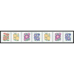 #5672-75 Moutain Floral, Plate Number Coil Strip of Seven