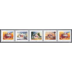 #5684-87 US Flags on Barns, PNC Strip of Five, (Presorted Standard) (2022)
