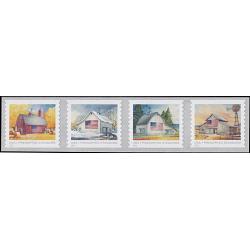 #5687a US Flags on Barns, Coil Strip of Four (Presorted Standard) (2022)