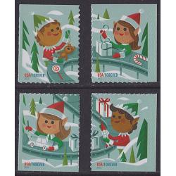#5722-25 Christmas Holiday Elves, Set of Four Singles
