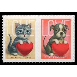 #5746b Cat and Dog Love, Horizontal Pair