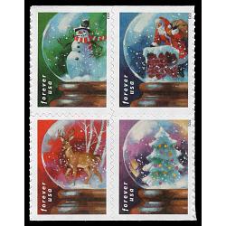 #5819a Christmas Snow Globes, Block of Four