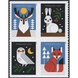 #5825a  Woodland Animals, Block of Four