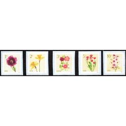 #5902-5906 Flowers, Complete Set of Five Coil Stamps