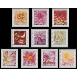 #5982-5991 Dahlias, Set of Ten Single Coil Stamps