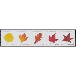 # Leaves, Strip of Five Coil Stamps (Postcard)