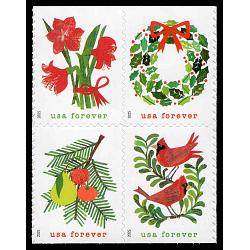 #6036a Holiday Cheer, Booklet Block of Four