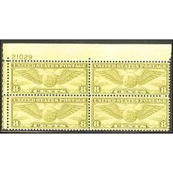 #C17 Globe Olive, Plate Block of Four