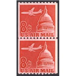 #C65 8¢ Plane & Capitol, Coil Line Pair