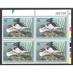 #RW61 1994 Duck Stamp, Plate Block of Four (Under Face)