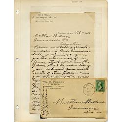 #213 Nashua Iowa, 1889 Attorney's Cover with Contents