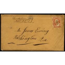 Hookstown PA 1851, 3¢ Washington Red Brown