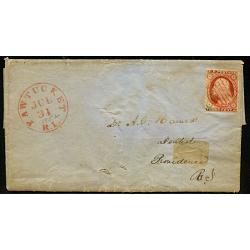 Pawtucket RI Folded Cover, 1852, 3¢ 1851 Washington