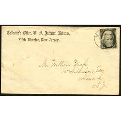 #73 2¢ Black Jackson tied to 1864 Newark NJ