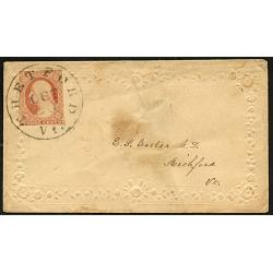 #11 3¢ Washington, Tied to Embossed Ladies Cover