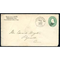 1895 Terryville Conn 2 ¢ Green Embossed Stampd Cover