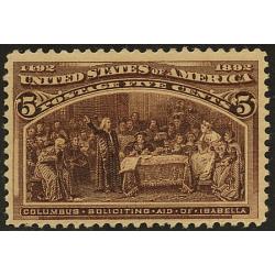 #234 5¢ Columbus and Isabella, Chocolate, F-VF NH