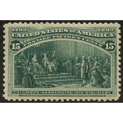 #238 15¢ Columbus Announcing Discovery, Dark Green, VF NH
