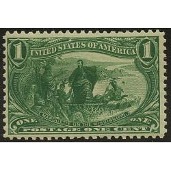 #285 1¢ Jacques Marquette, Green, F-VF NH