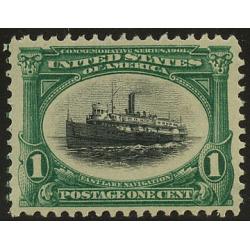 #294 1¢ Steamship "City of Alpena", Green & Black, VF NH