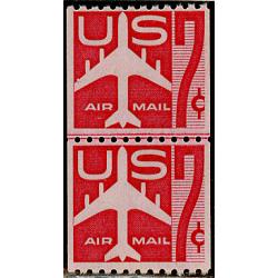 #C61 7¢ Carmine, Jet Airliner Line Pair, NH