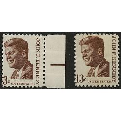 #1287 John F. Kennedy, 3¢ Misperfed and Normal 13¢ Stamp