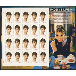 #3786 Audrey Hepburn, Legends of Hollywood, Souvenir Sheet of 20