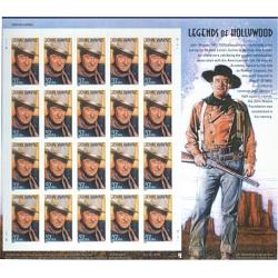 #3876 John Wayne, Legends of Hollywood, Souvenir Sheet of 20