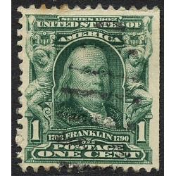 #300b 1¢ Franklin Blue Green, Booklet Single