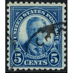 #586 Theodore Roosevelt 5¢ Blue, Perf. 10