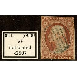 #11 3¢ Washington, Very Fine, not plated