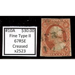 #10A 3¢ Washington, Fine, Type 11 67R5E