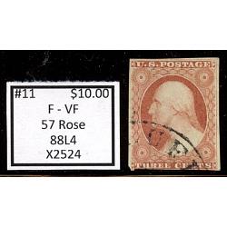 #11 3¢ Washington, Fine - Very Fine Rose, 88L4
