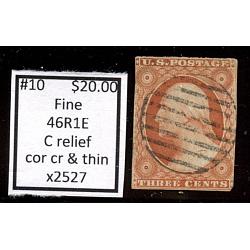 #10 3¢ Washington, Fine, 46R1E