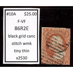 #10A 3¢ Washington, F-VF, Type 11 Stitch Watermark 82R2E